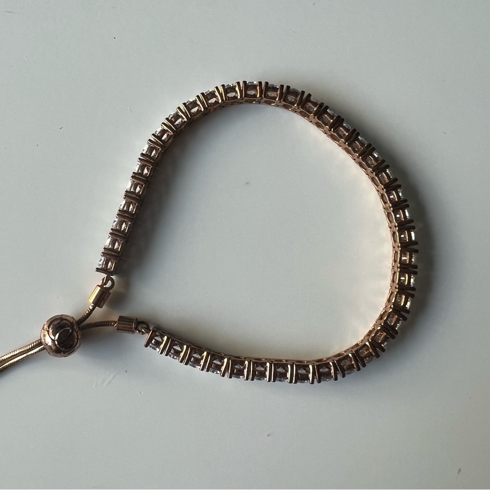 Diamonique adjustable tennis bracelet - Picture 4 of 9
